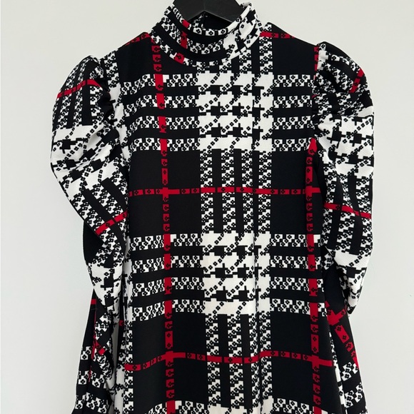 SHEIN Plaid High Neck Long Sleeve Dress - Picture 3 of 6